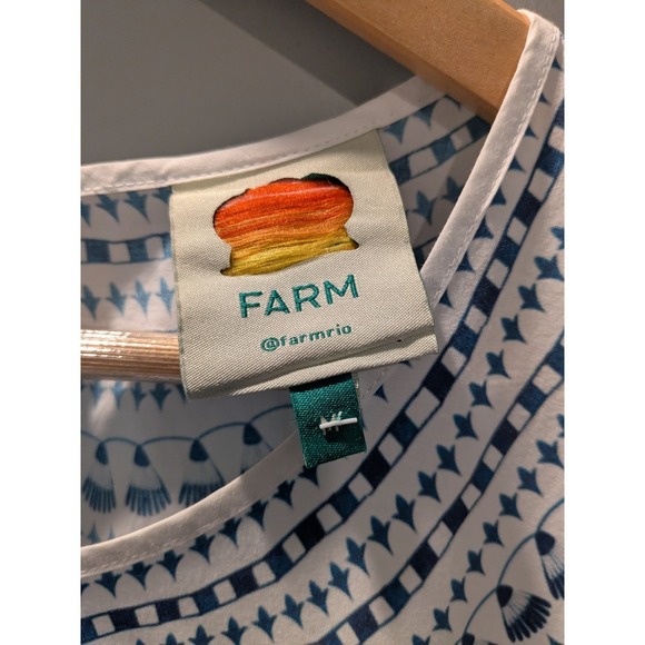 FARM Rio Ancient Garden‎ Midi Dress Women's Small Cotton Puff Sleeve Sz Medium - Picture 4 of 13